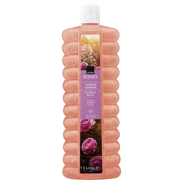 Avon Senses L’Amour Sunrise Bubble Bath – Rose & Amber Scent (1L)