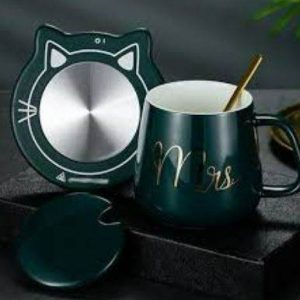 cat coffee cup warmer set