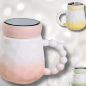 glaze ceramic cup simple with lid (480ml)