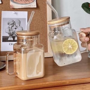 travel mason jar glass tumbler with straw and lid (550ml)(each)