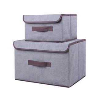folding non woven storage box with handle set (2 pcs)