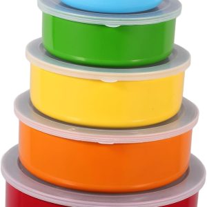 enamel plated stainless steel food container set (5 pcs)