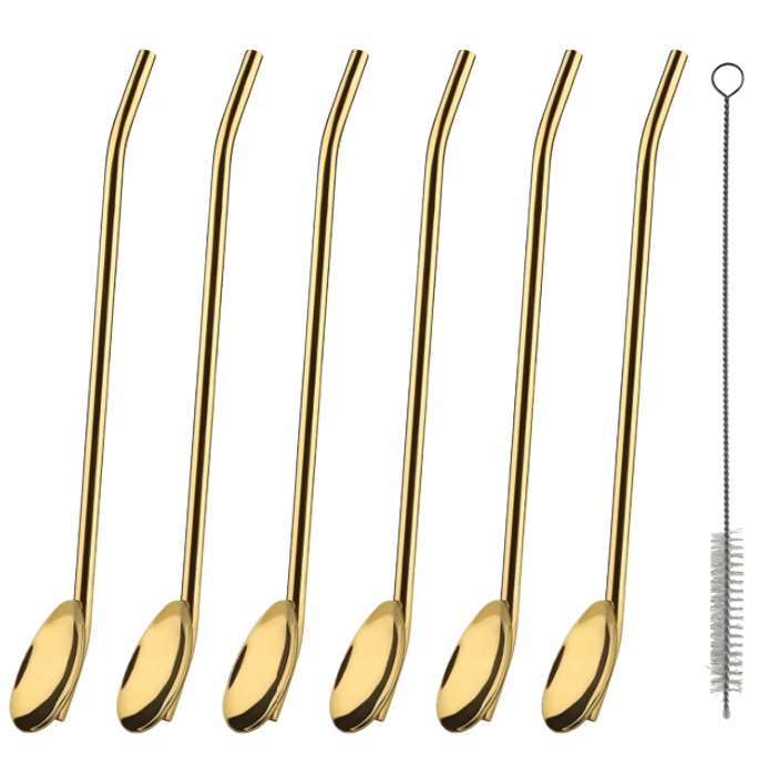 Long Ice Tea Spoon Straws With Brush (6 pcs) Long Ice Tea Spoon Straws With Brush (6 pcs) - Image 4