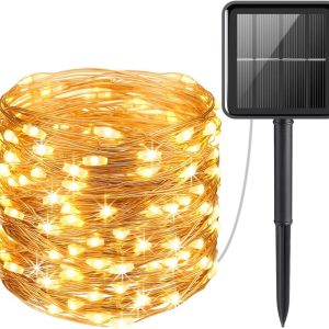 solar powered string lights (100l)(12m)(coper wire) (multi colour)