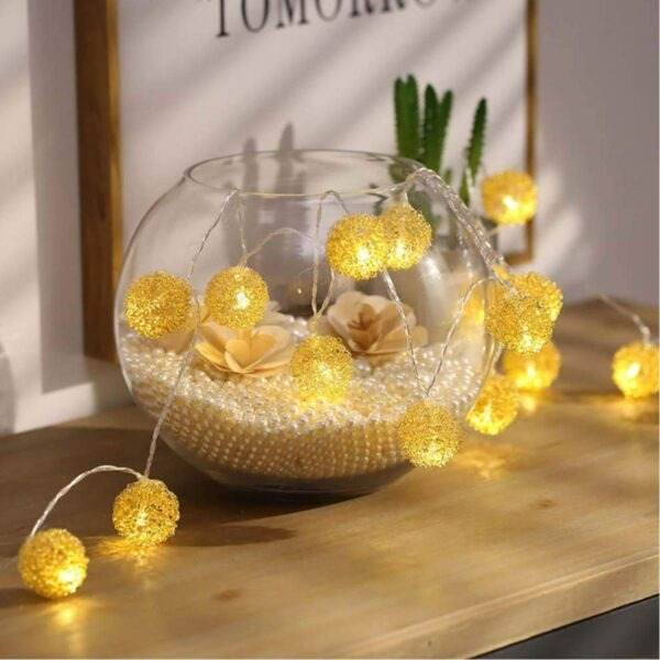 decorative snow ball string light (10l)(3m)(yellow)