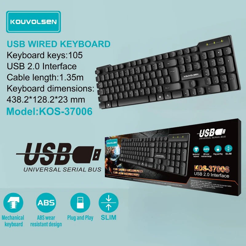 kouvolsen usb wired keyboard kos 37006