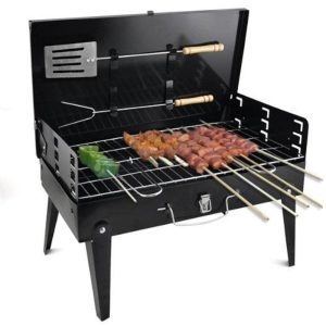 portable grill with carry handle and tools