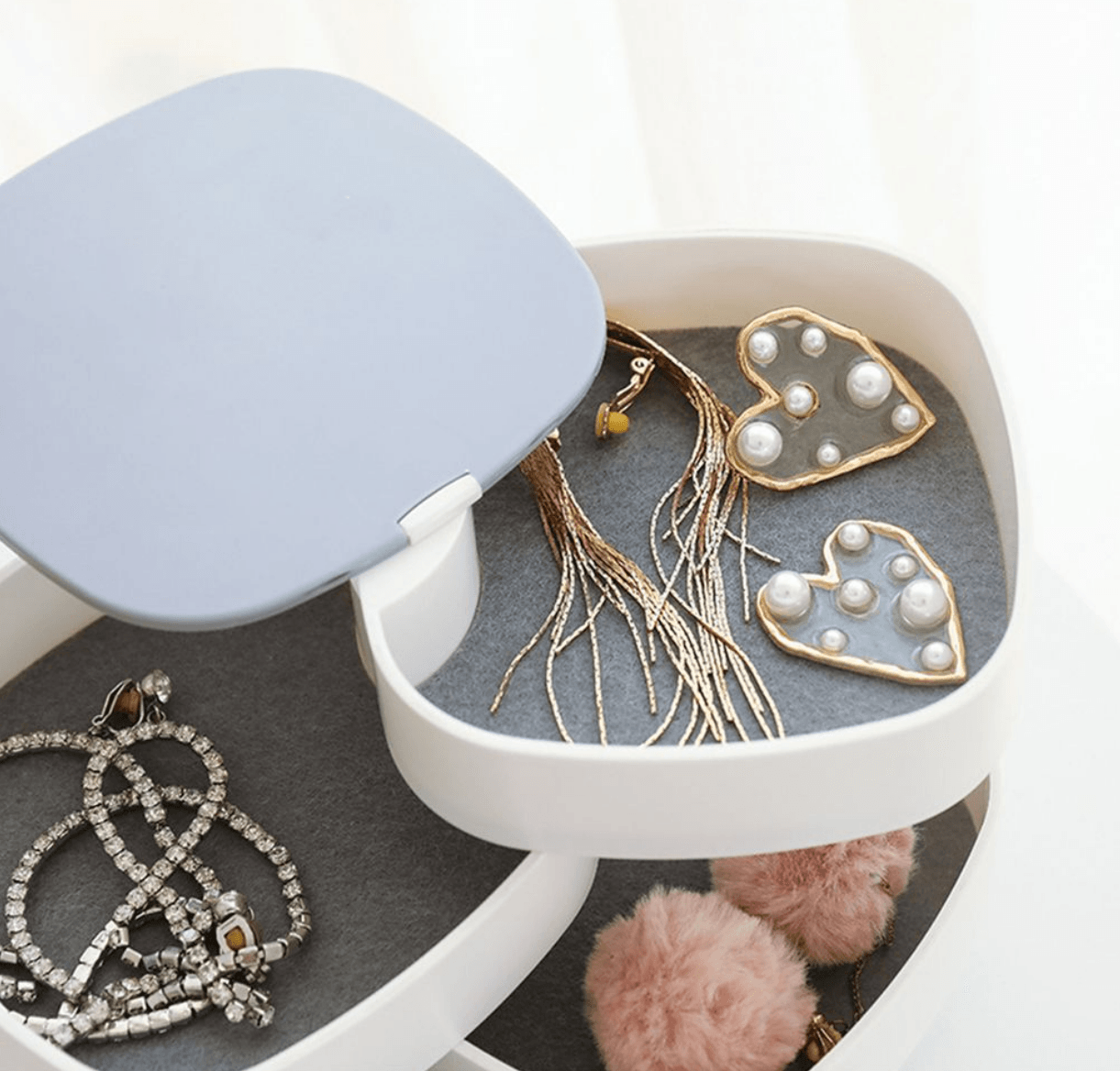 jewellery box with mirror (4 tier) jewellery box with mirror (4 tier)