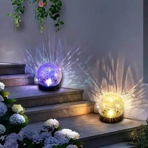 solar cracked glass globe ball set (2 pcs)
