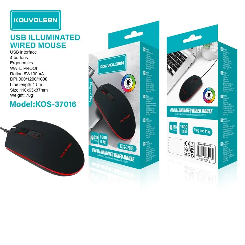usb illuminated wired mouse