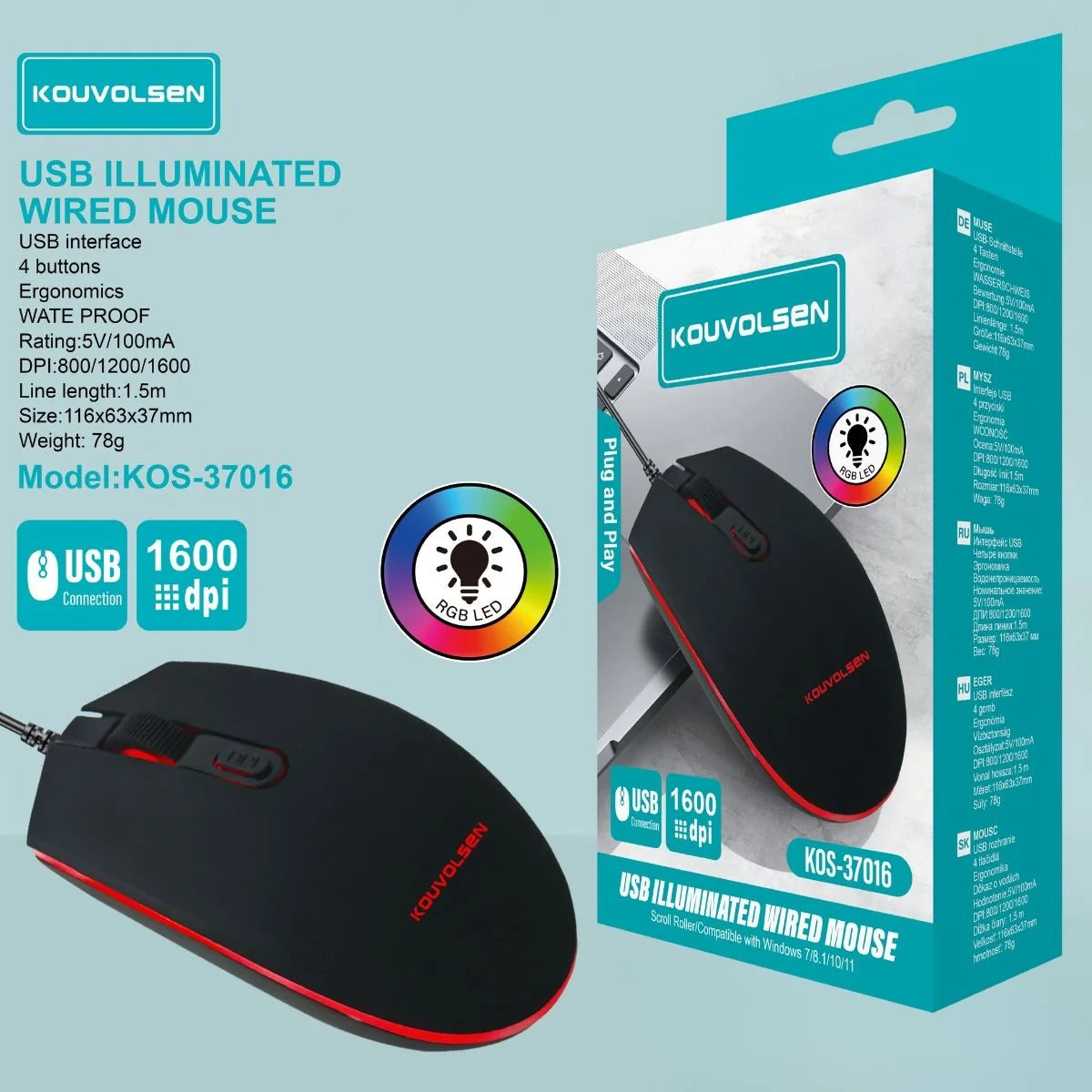 usb illuminated wired mouse