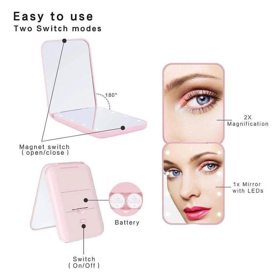 Portable Handheld Foldable Led Light Makeup Mirror - Image 12
