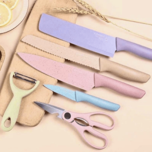 pastel corrugated kitchen knife set (6 pcs)