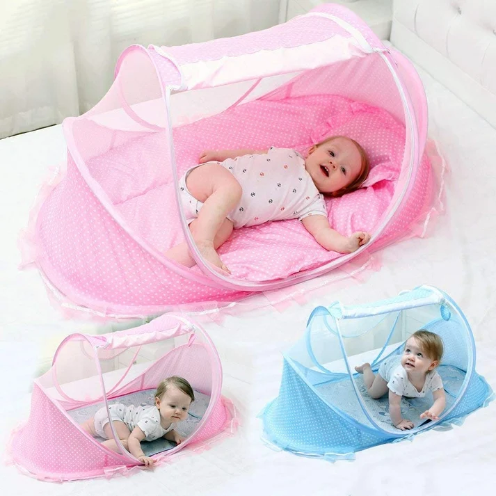 Baby Bed Net 60×108cm – Insect Protection, Blue/Pink Options