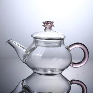 glass teapot with pink handle (250ml)(each)