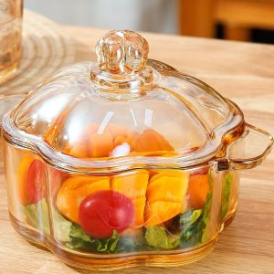 petal‑shaped glass casserole set (700ml)(each)
