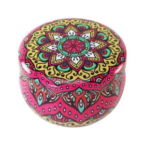 lemon aroma candle in colourful patterned tin (65ml)