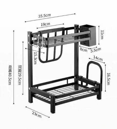 Kitchen Organiser Metal Shelf (40cm)(2 Tier) - Image 6