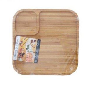 two section wooden snack plate