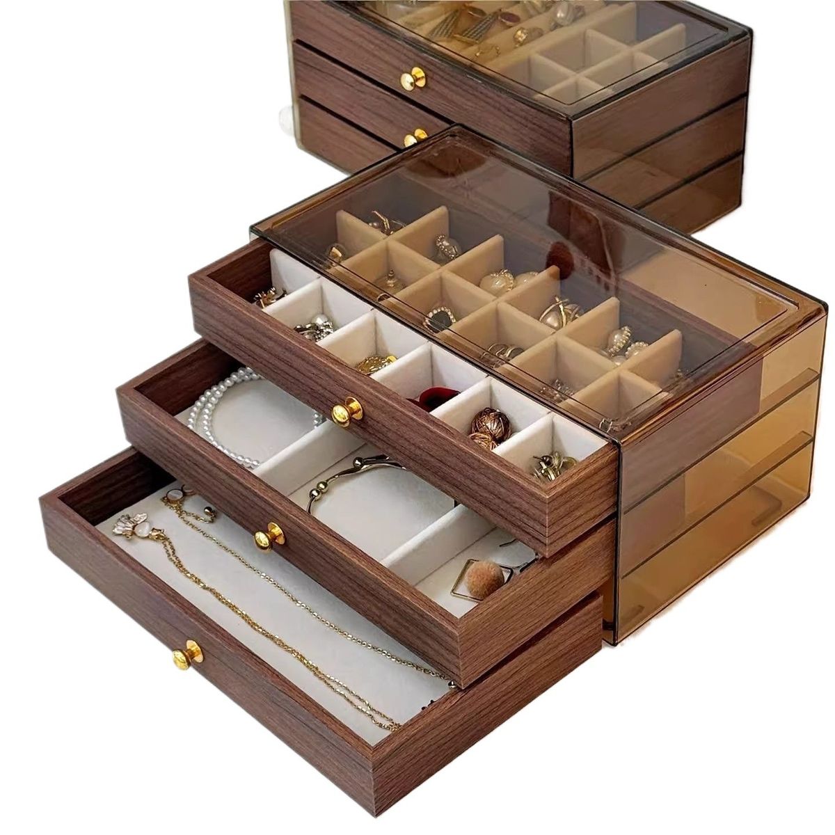 wooden jewellery storage box (3 tier) wooden jewellery storage box (3 tier)