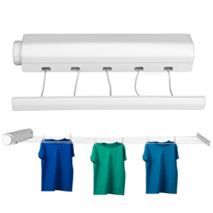 Retractable Clothes Drying Line with Hanger Clips