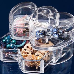 double heart shaped mini cosmetic jewellery box