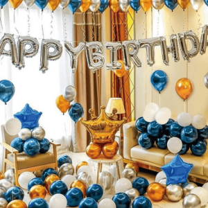 Happy Birthday Crown Balloon Set (Blue)