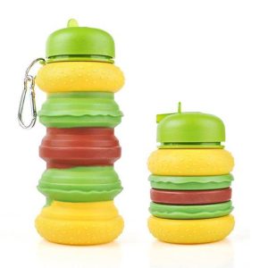 Collapsible Silicone Hamburger Water Bottle