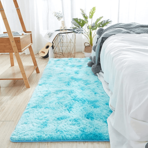 sea blue fluffy shaggy runner (two tone)