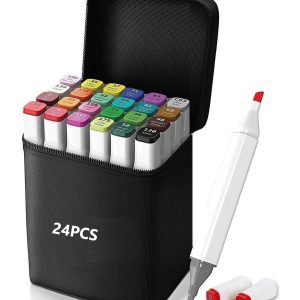 coloured dual marker and highlighter pen set (24 pcs)