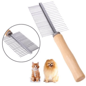 double sided wooden handle dog grooming comb