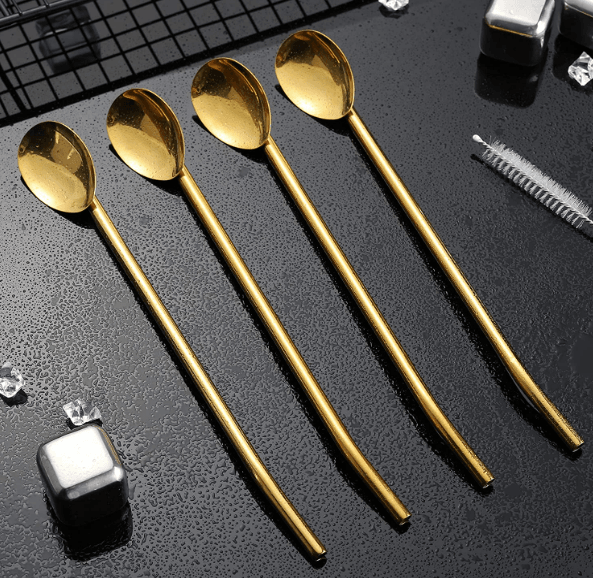 Long Ice Tea Spoon Straws With Brush (6 pcs) Long Ice Tea Spoon Straws With Brush (6 pcs) - Image 2