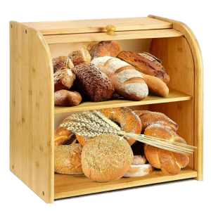 extra large bamboo bread bin (2 tier)
