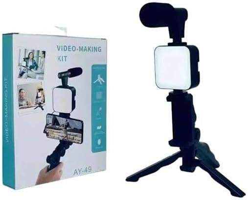 video making kit with microphone, led light and tripod