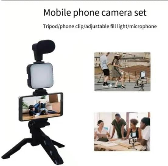 video making kit with microphone, led light and tripod