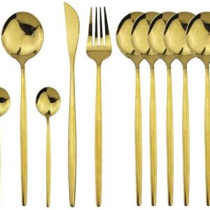 Polished Round Cutlery Set (24 pcs)(Gold)