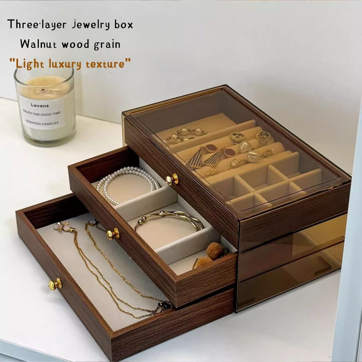 wooden jewellery storage box (3 tier) wooden jewellery storage box (3 tier)