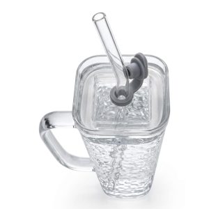 elegant textured square glass cup (380ml)(each)