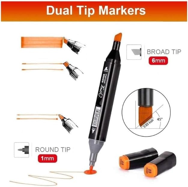 coloured dual marker and highlighter pen set (168 pcs)