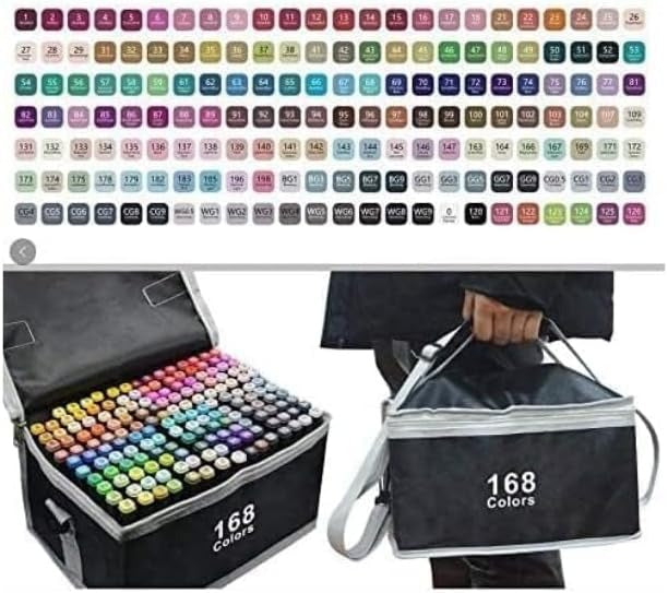 coloured dual marker and highlighter pen set (168 pcs)