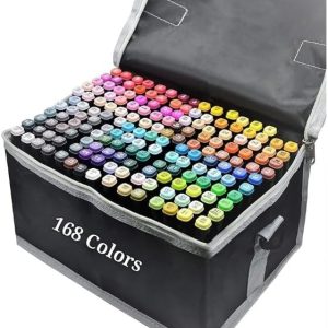 coloured dual marker and highlighter pen set (168 pcs)
