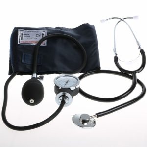 manual blood pressure monitor measure and stethoscope