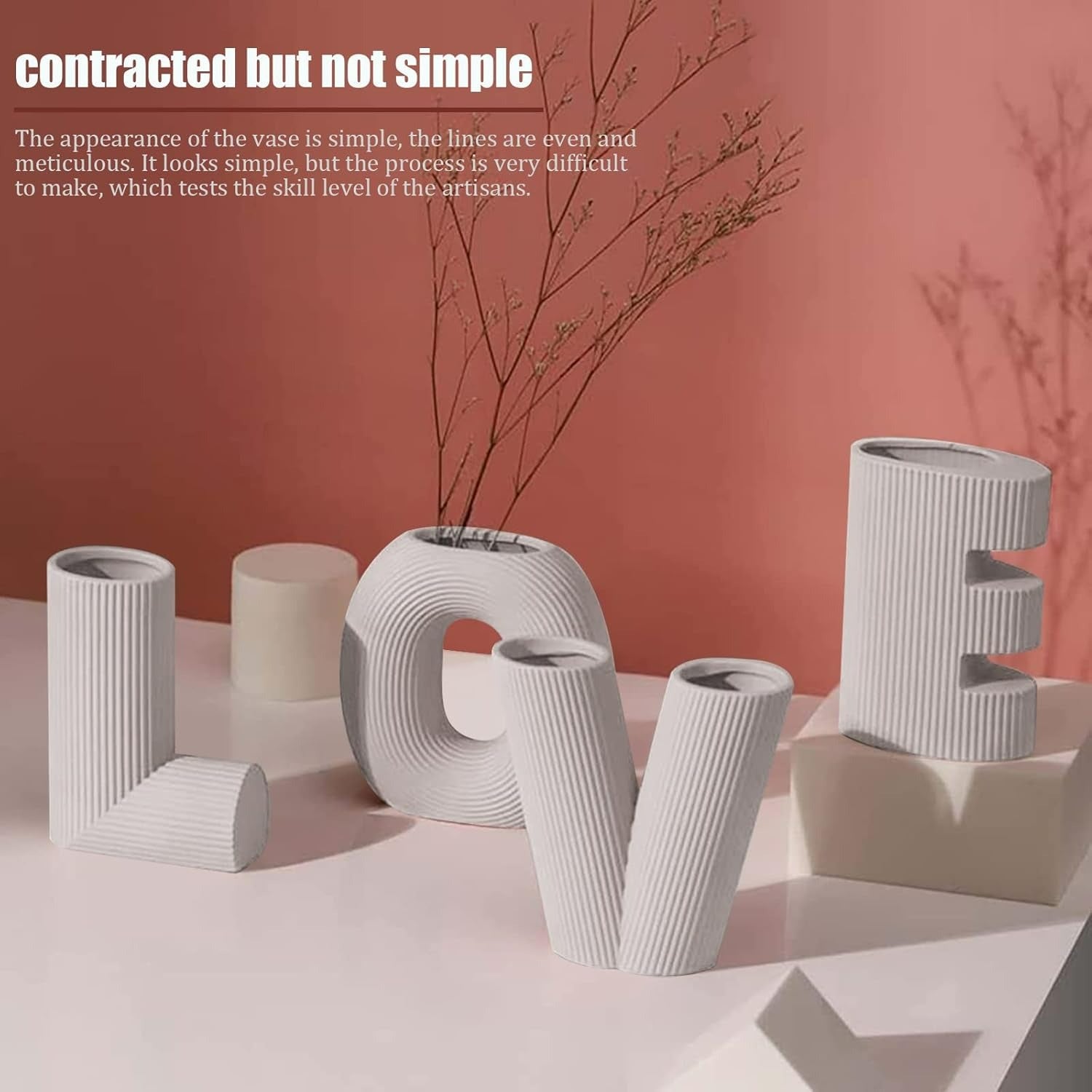 ceramic modern minimalist design decorative love letter vases set (4 pcs)(15.5cm) ceramic modern minimalist design decorative love letter vases set (4 pcs)(15.5cm)