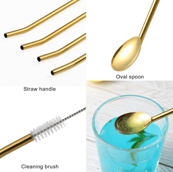 Long Ice Tea Spoon Straws With Brush (6 pcs) Long Ice Tea Spoon Straws With Brush (6 pcs) - Image 3