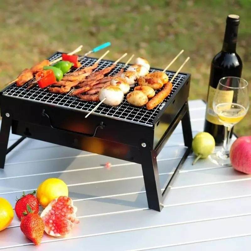 portable outdoor stainless steel foldable bbq grill pit