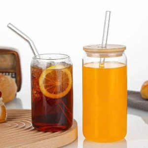 elegant ultra durable clear glass cup set (500ml)(4 pcs)