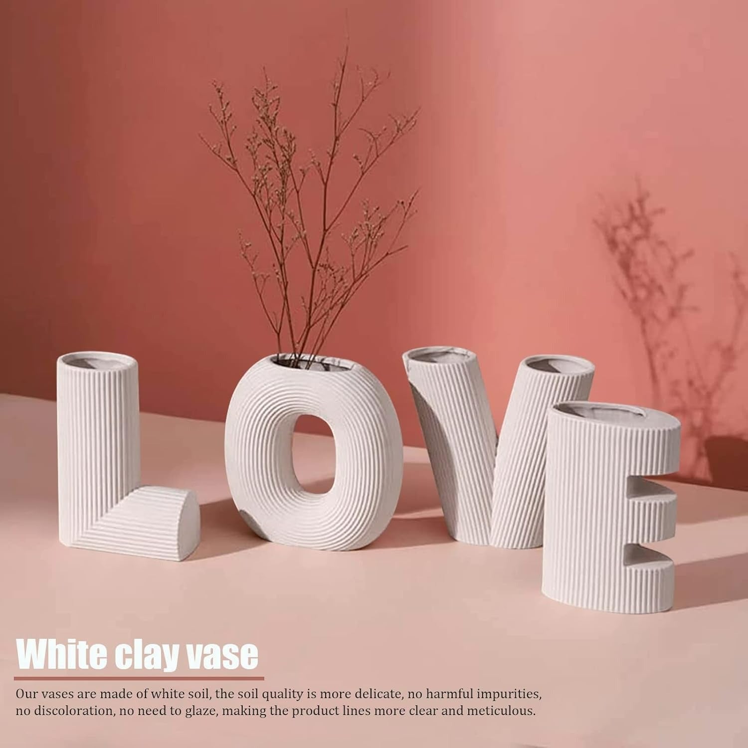 ceramic modern minimalist design decorative love letter vases set (4 pcs)(15.5cm) ceramic modern minimalist design decorative love letter vases set (4 pcs)(15.5cm)