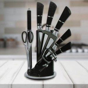 delicate touch knife set with rotating stand (9 pcs)
