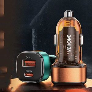 transparent usb and c type car fast charger (each)