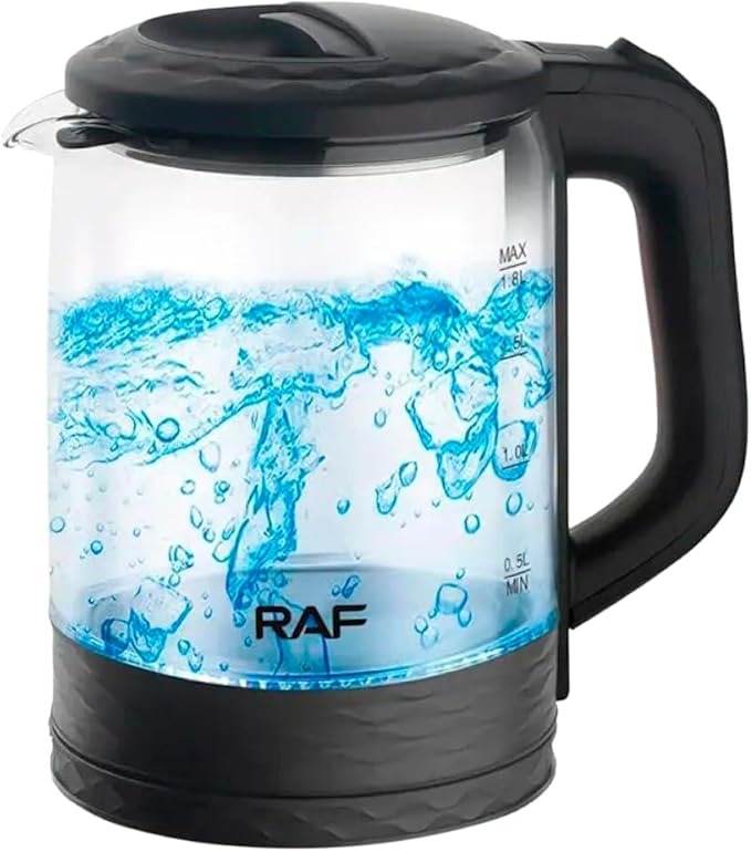 RAF 1.8L Electric Kettle – Transparent Glass Design, Fast Boil